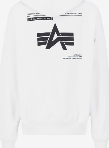 ALPHA INDUSTRIES Dressipluus 'Logo BP Hoody', värv valge