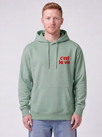 Felpa ' cest la vie ' di Watapparel in verde: frontale
