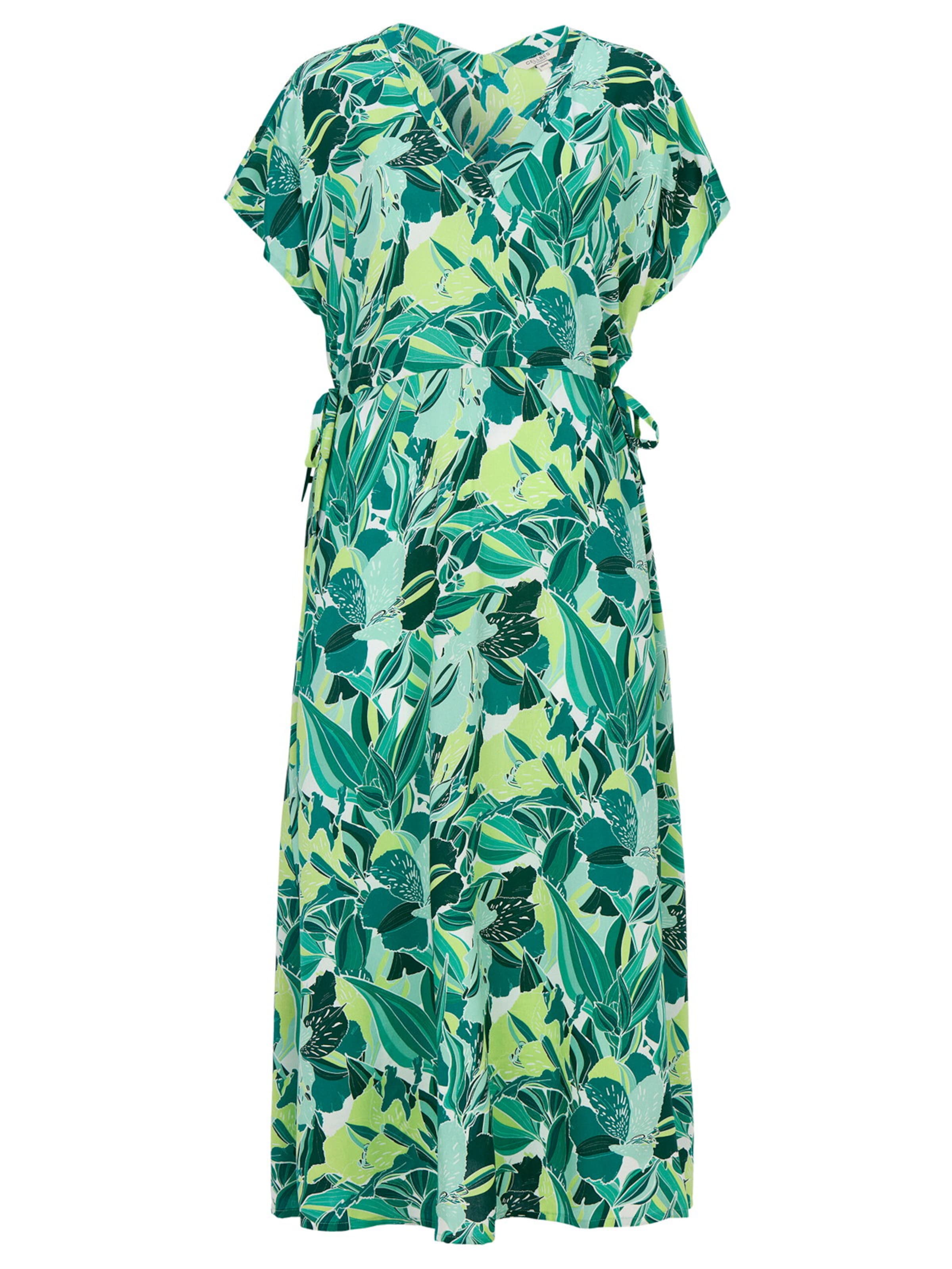 Cellbes of Sweden Kleid aus Viskose mit einem Blumen-Muster in Grün: Vorderseite