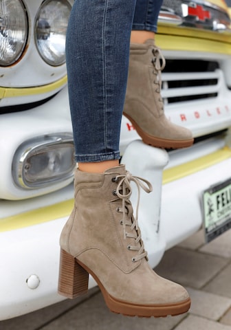 LASCANA Lace-up bootie in Beige: front