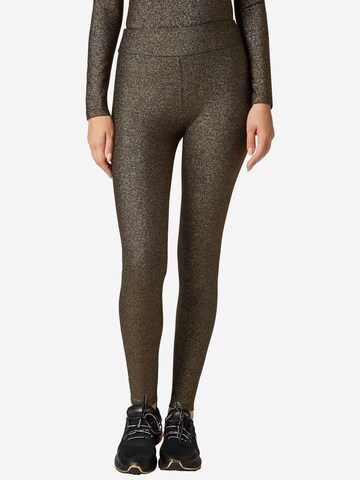 Plein Sport Skinny Leggings 'Glitter' in Gold: front
