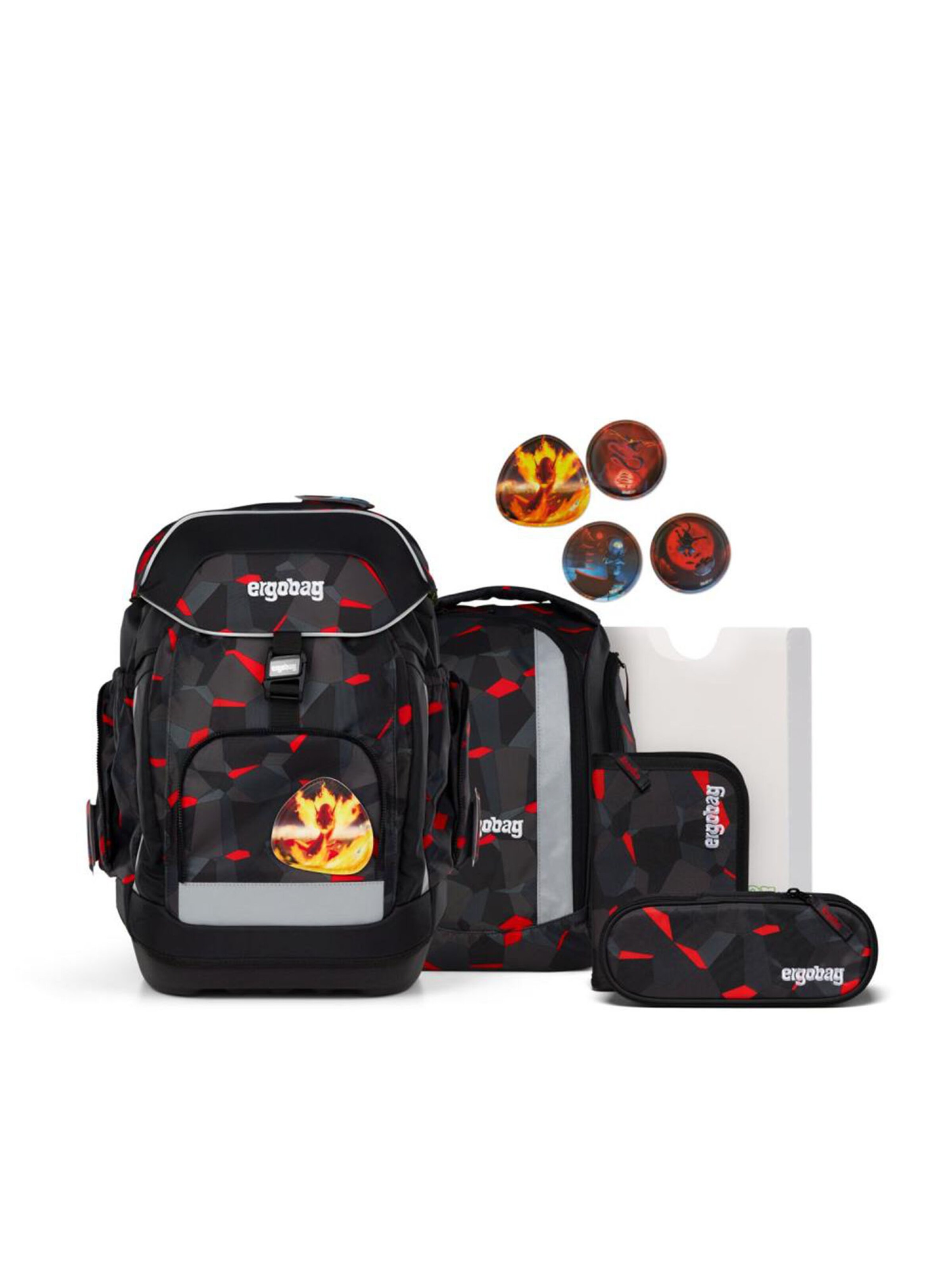 ergobag Backpack 'Maxi Schulrucksack Set 6tlg.' in Grey