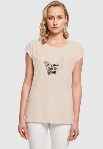 Merchcode Shirt 'Its Your Time To Bloom' in Beige: front