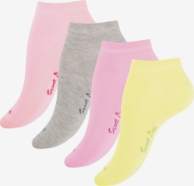 Cotton Prime Socken 'Sport Line' in gelb / grau / pink / rosa, Produktansicht