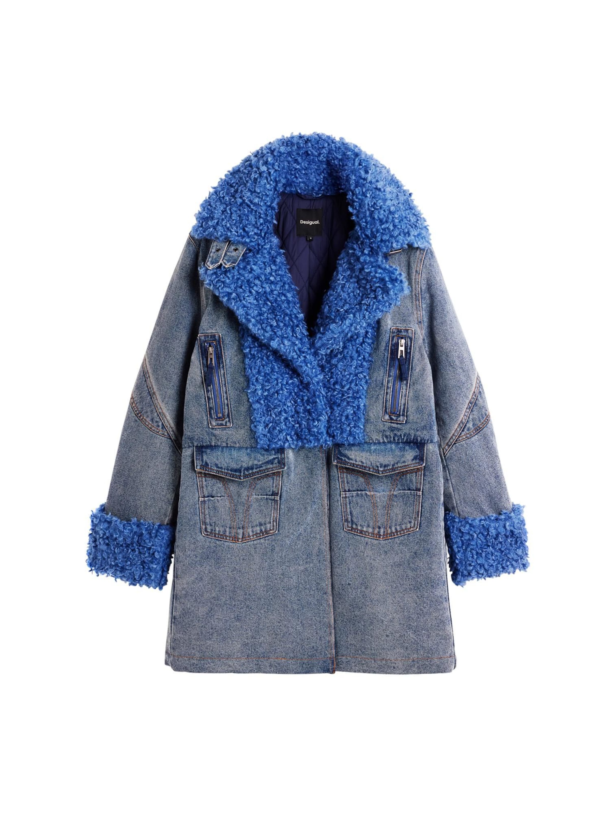 Desigual Zimný kabát - Modrá: predná strana