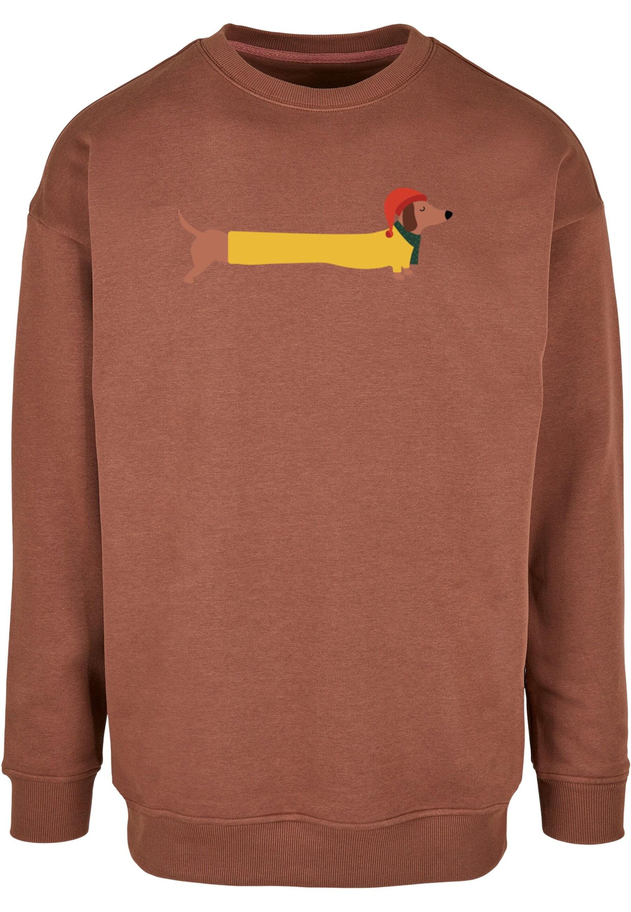 Felpa 'Christmas Dog' di Merchcode in marrone: frontale