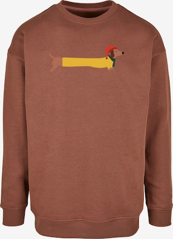 Merchcode Bluzka sportowa 'Christmas Dog' w kolorze brązowy: przód