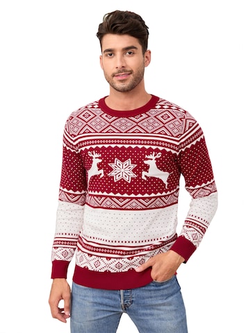 KoJooin Sweater 'Rentier und Schneeflocken' in Red: front