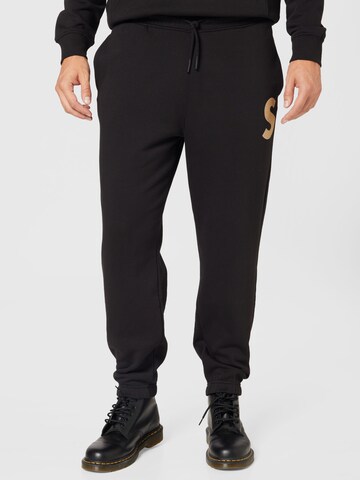 !Solid Tapered Pants in Black: front