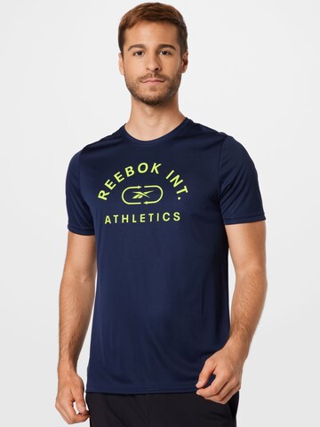 T-Shirt fonctionnel Reebok en bleu : devant