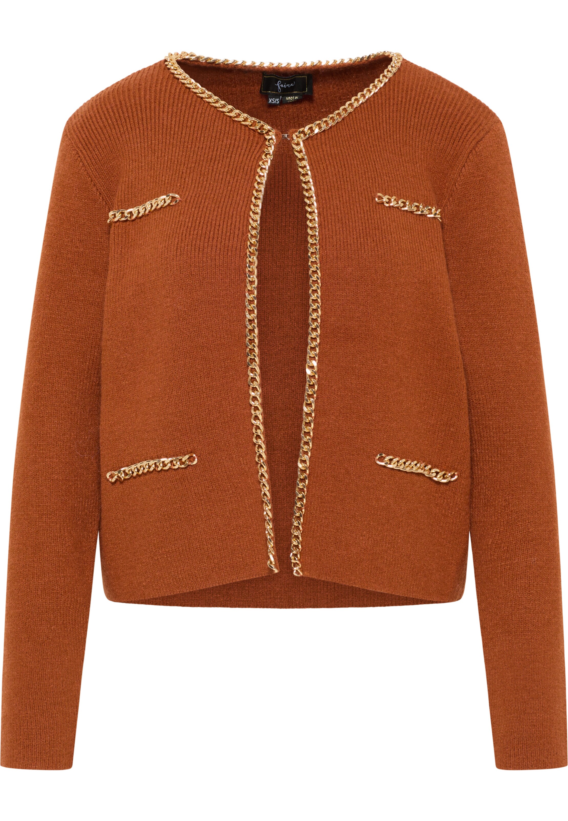 faina Gebreid vest 'Tuxe' in Bruin: voorkant