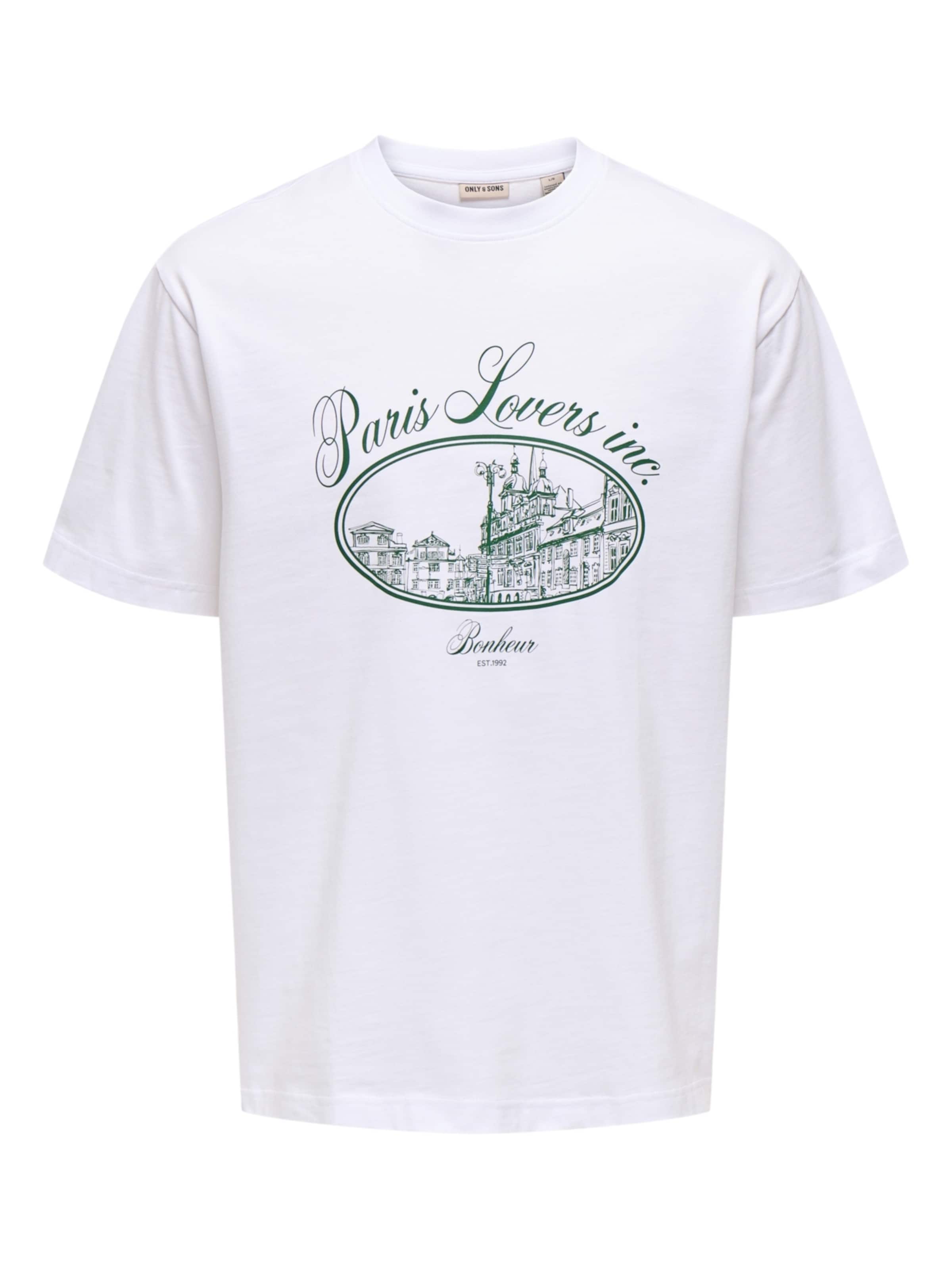 Only & Sons Bluser & t-shirts 'Fred Elegants' i grøn / hvid, Produktvisning