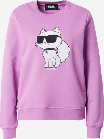 Sweat-shirt 'Choupette' Karl Lagerfeld en violet : devant