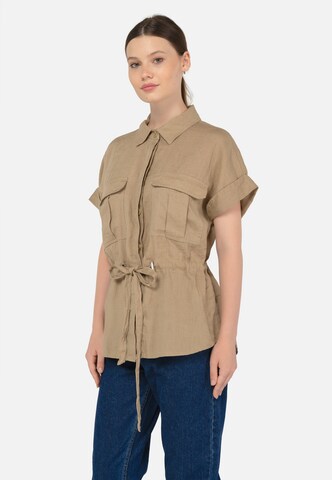 FRESHLIONS Blouse 'Zoey' in Bruin: voorkant