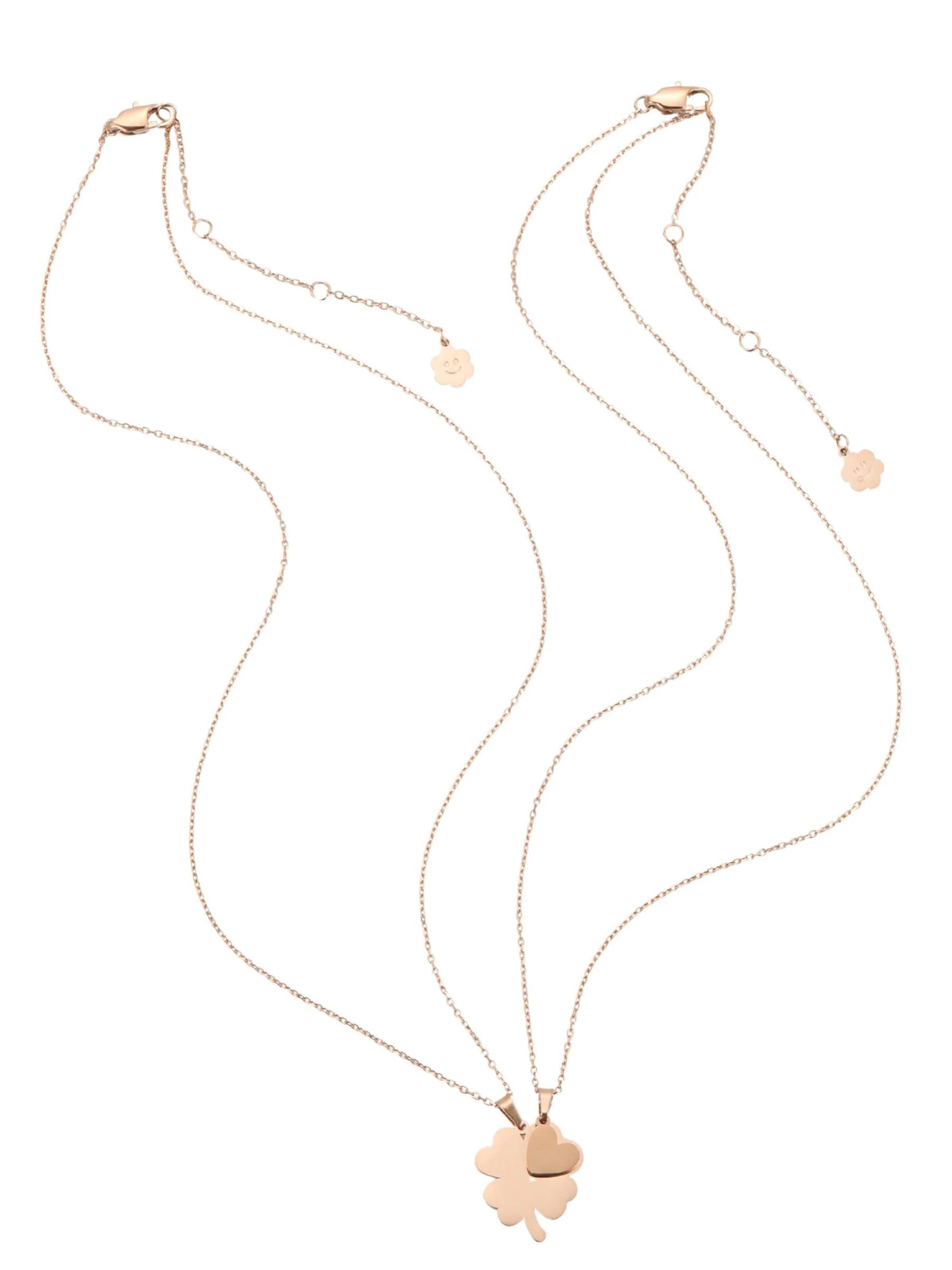 Chaîne 'Interlocking Clover & Heart' Hey Happiness en or