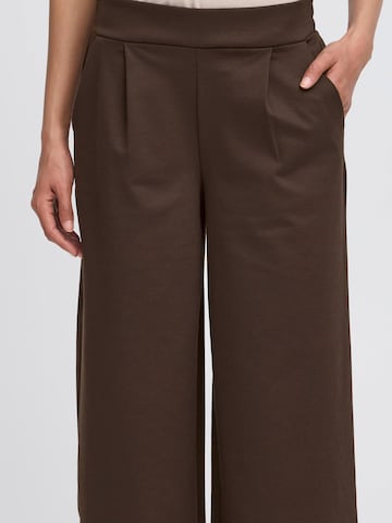ICHI Wide leg Bandplooibroek 'Kate' in Bruin