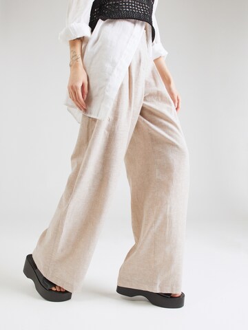 Monki Wide leg Veckad byxa i beige