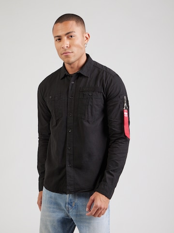 ALPHA INDUSTRIES Regularny krój Koszula 'Air Force' w kolorze czarny: przód