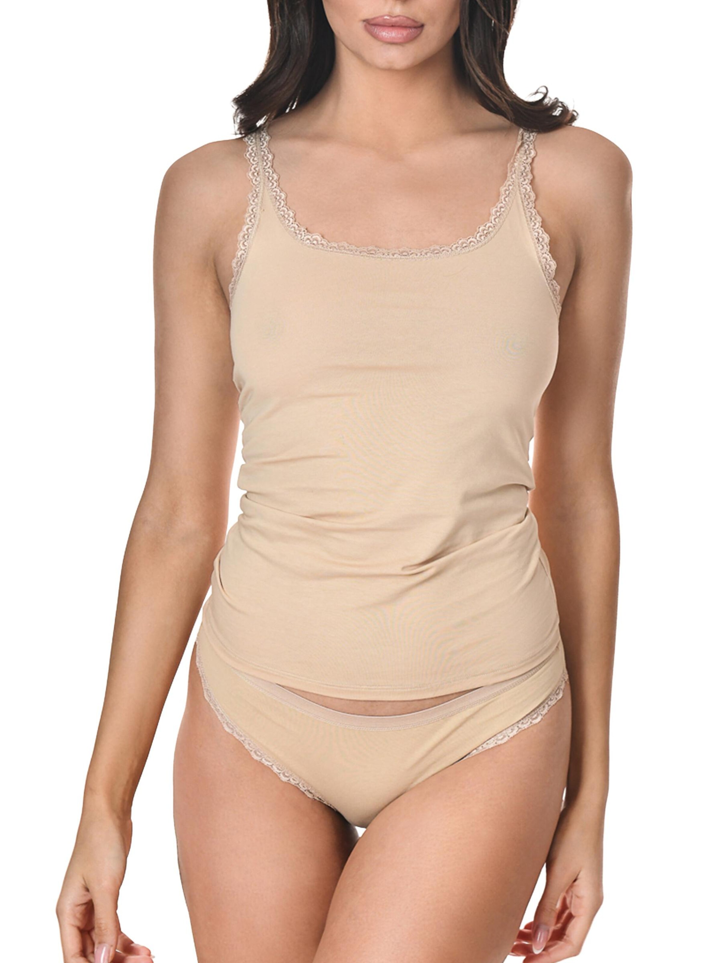 Maillot de corps 'COTTON LACE Tanktop Frauen 3er Pack' Maxte en beige