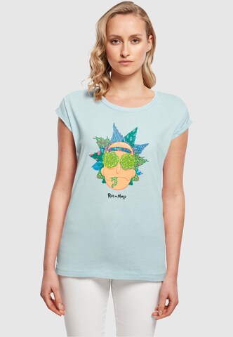 Merchcode Shirt 'Rick and Morty - Eyes' in Blauw: voorkant