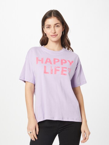 Frogbox Μπλουζάκι 'Happy Life' σε λιλά: μπροστά
