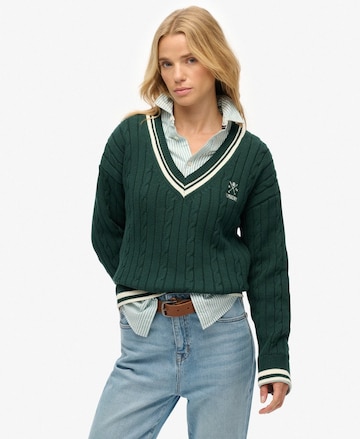 Pull-over 'Cricket Club Jumper' Superdry en vert : devant