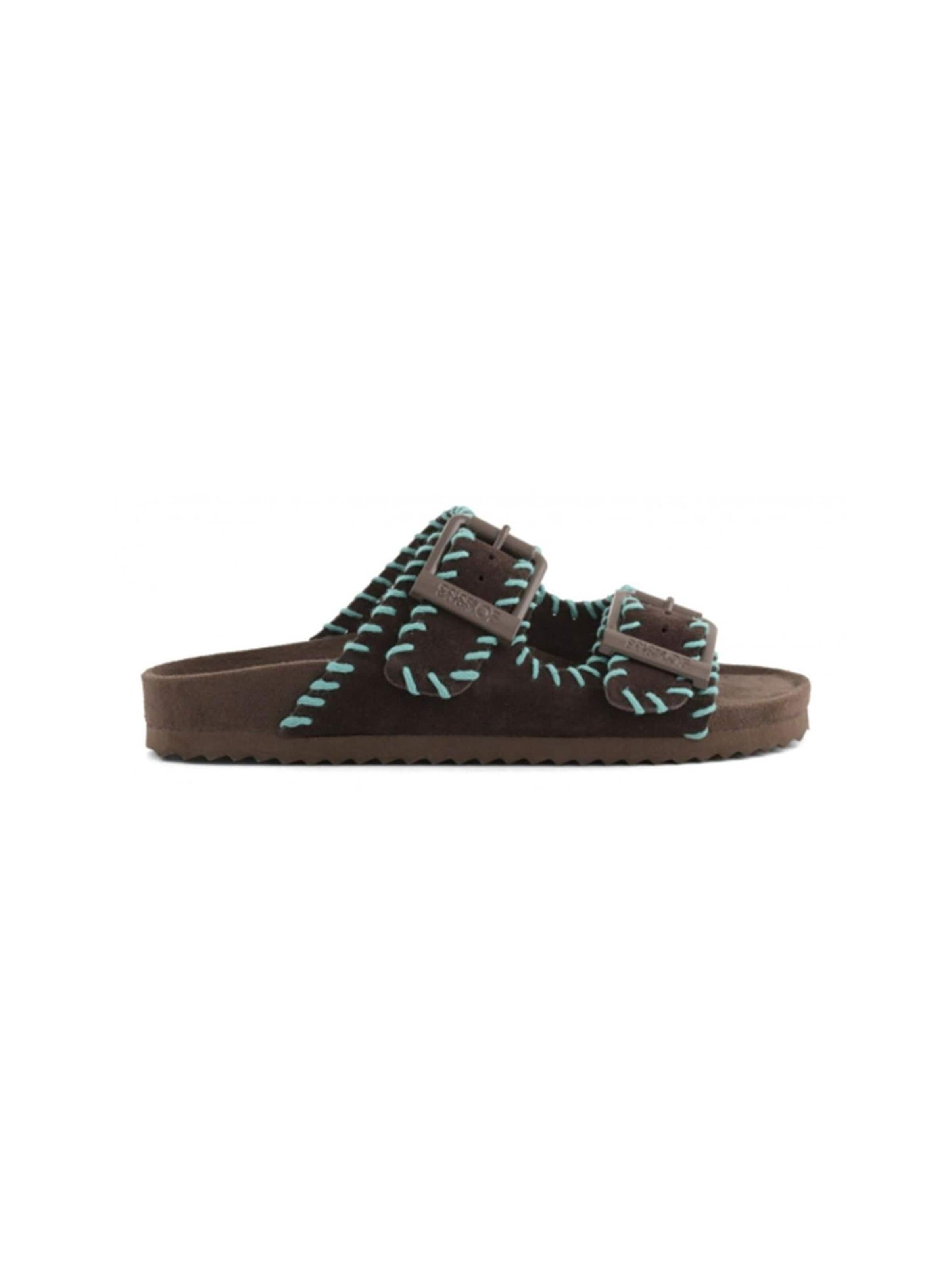 COLORS OF CALIFORNIA Mules 'Veloursleder-Sandalen mit Ziernähten' in Brown