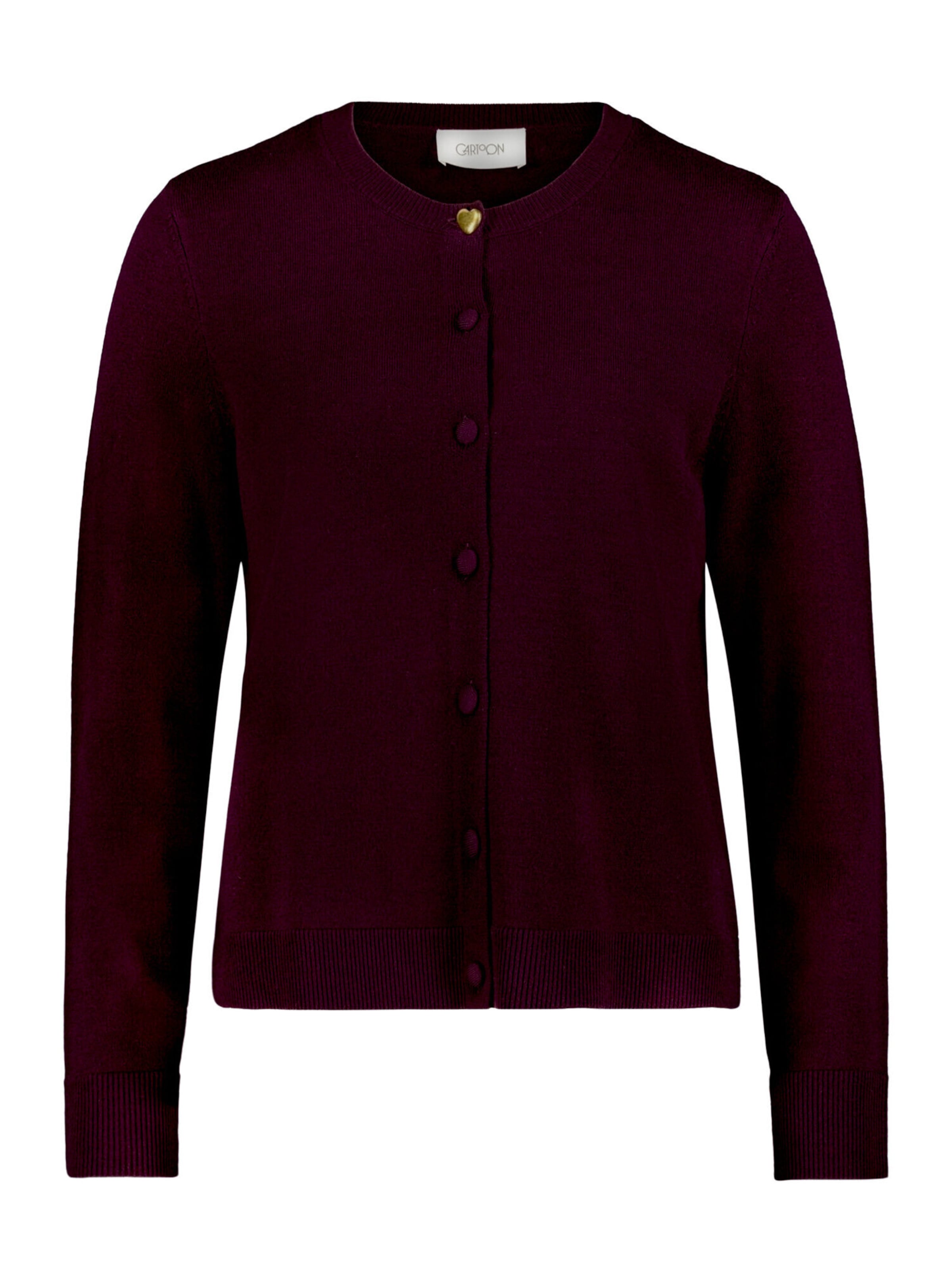 Cartoon Feinstrickjacke mit Rundhalsausschnitt in Rot: Vorderseite