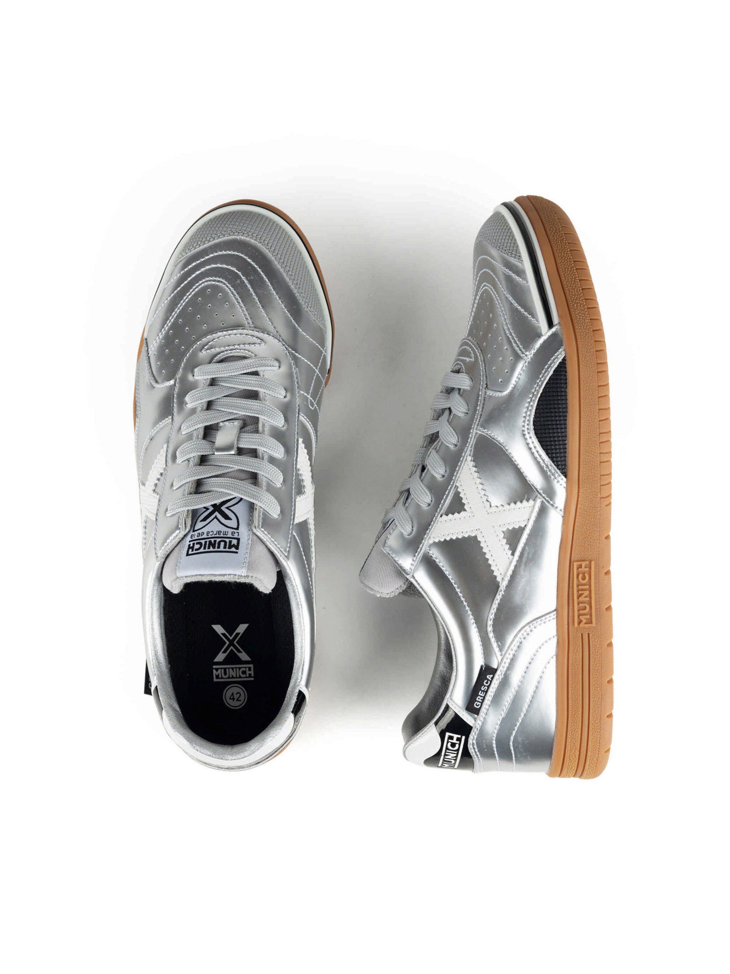 Baskets basses ' GRESCA ' MUNICH en argent : au dessus