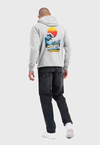 Oldskull Hoodie 'Retro Pixel Wave Logo Graphic' in Grau