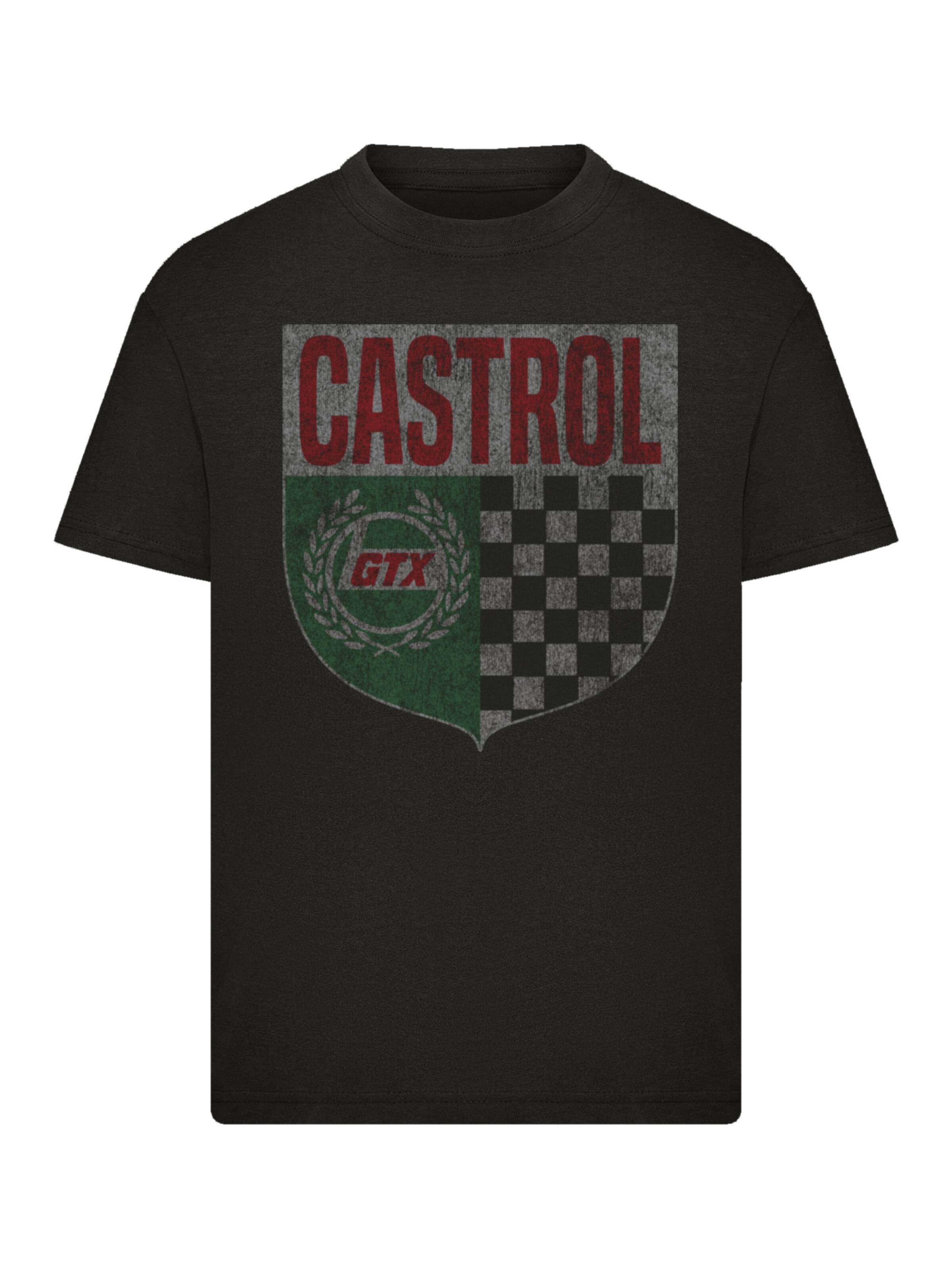 F4NT4STIC Shirt 'Castrol Shield' in Zwart: voorkant