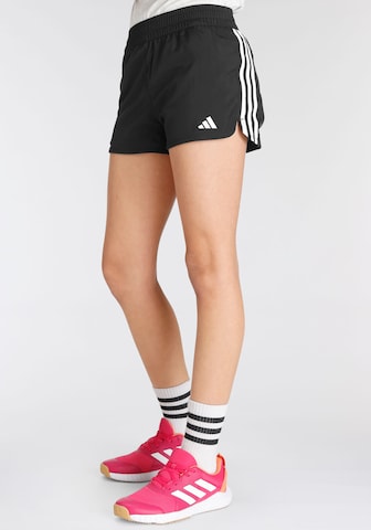 ADIDAS SPORTSWEAR Regular Workout Pants 'Essentials Aeroready 3-Stripes' in Black: front