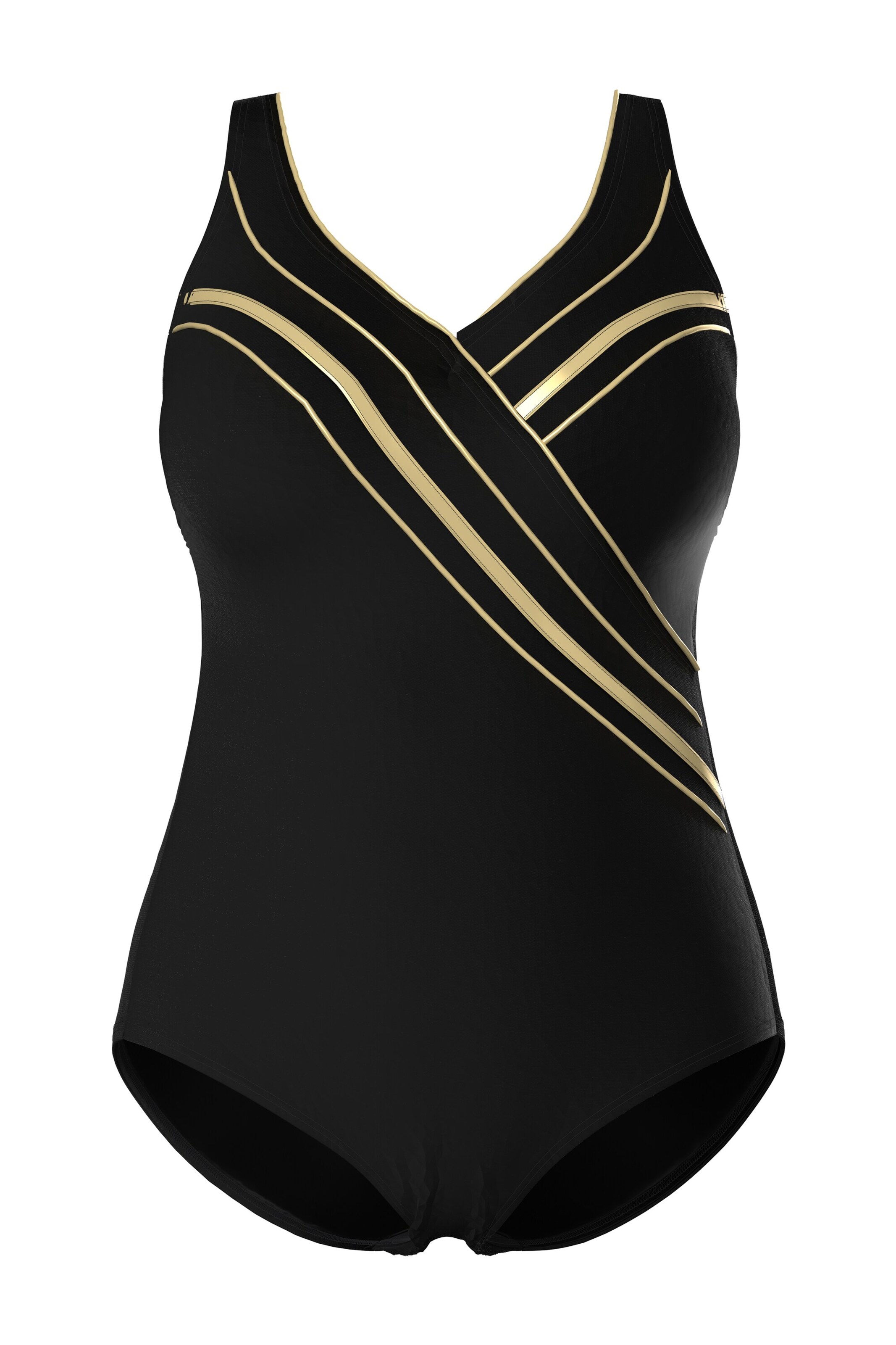 Ulla Popken Bandeau Badeanzug in Schwarz: Vorderseite