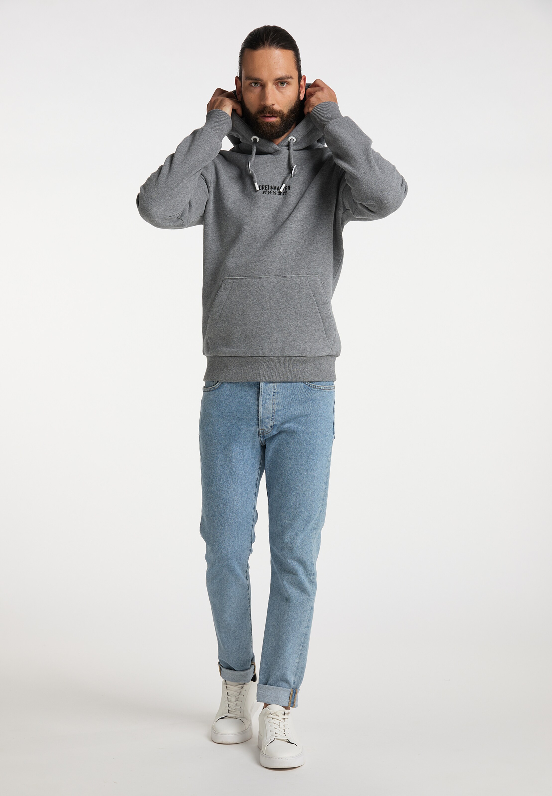 Männer Sweat DreiMaster Maritim Sweatshirt in Graumeliert - PL34216 Männer Sweat DreiMaster Maritim Sweatshirt in Graumeliert - PL34216