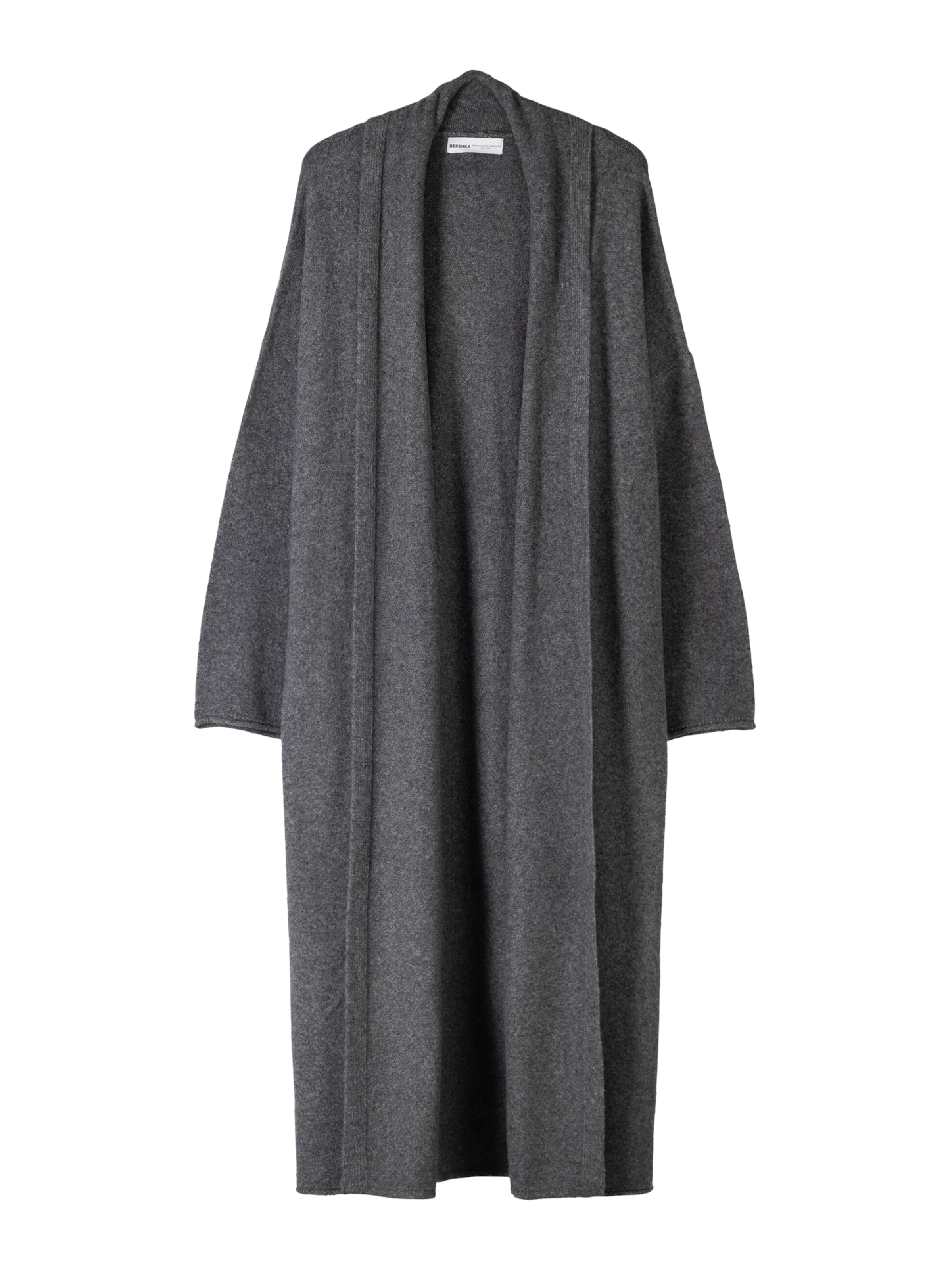 Bershka Knitted coat in Grey: front