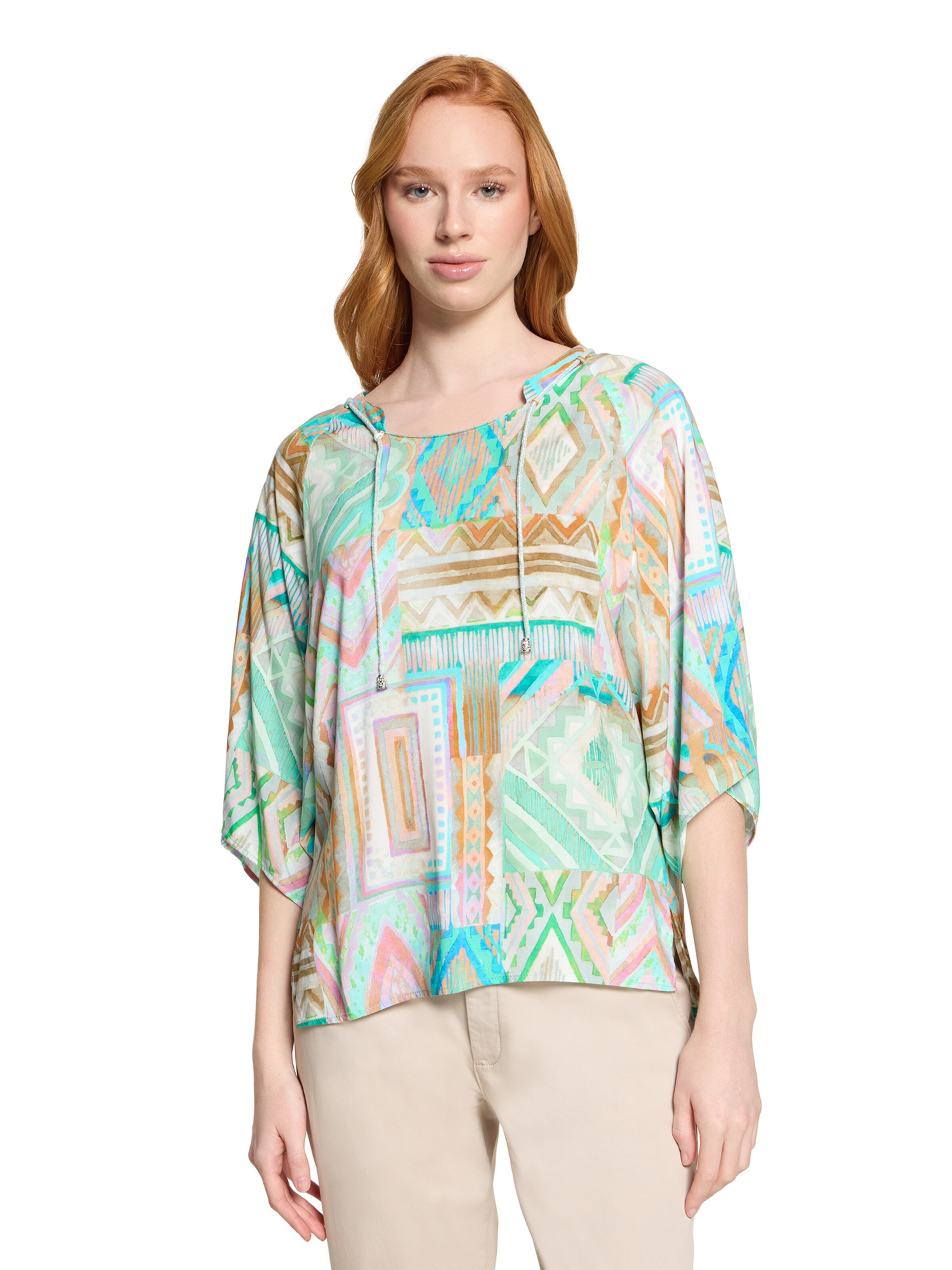 Cartoon Blouse in Groen: voorkant