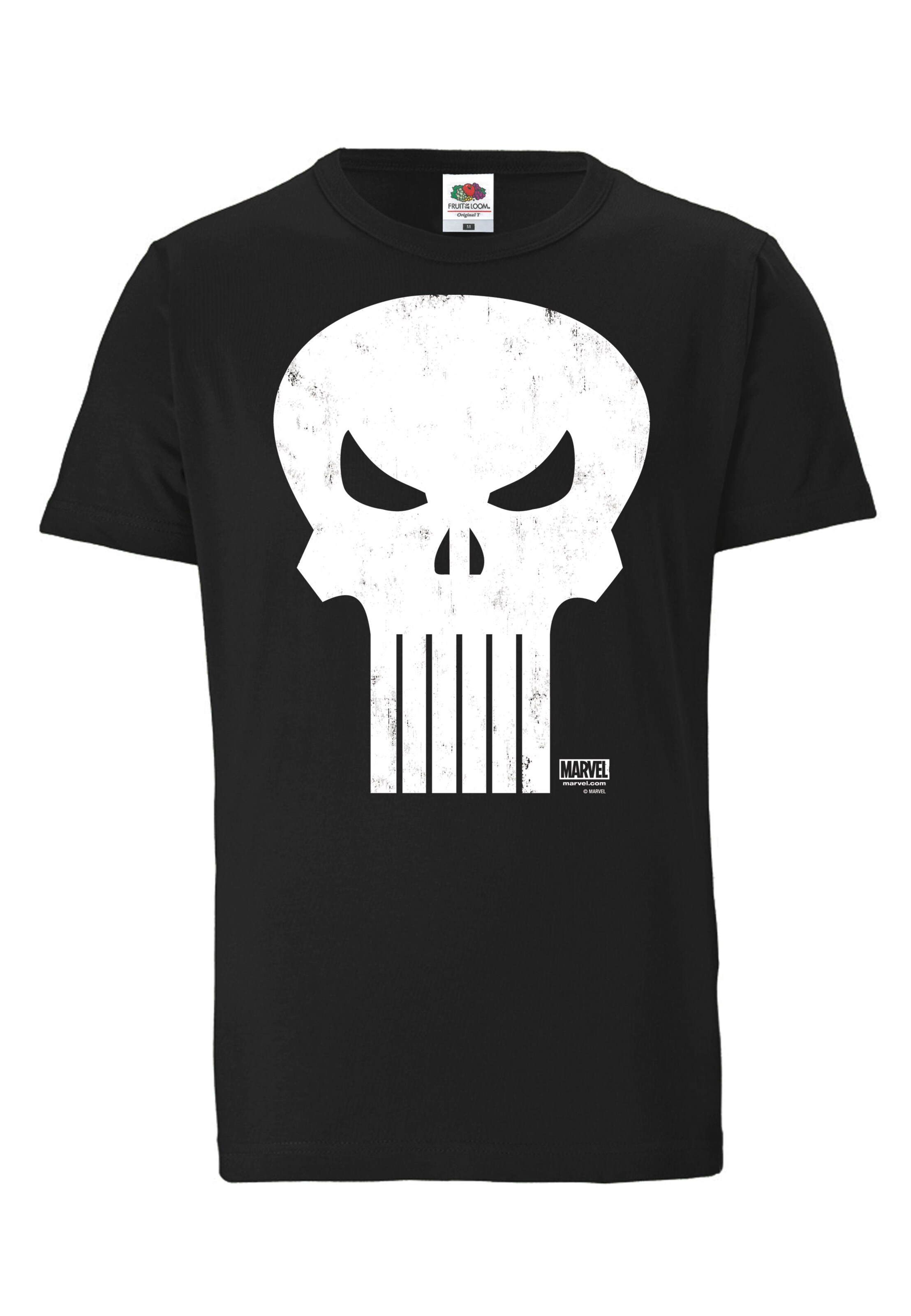 LOGOSHIRT Shirt 'Marvel Comics - Punisher' in Black: front