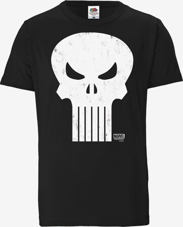 LOGOSHIRT Shirt 'Marvel Comics - Punisher' in Black: front