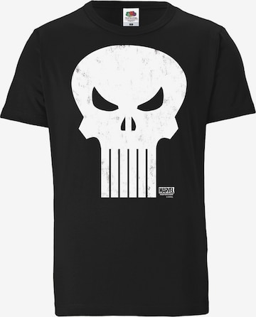 LOGOSHIRT Shirt 'Marvel Comics - Punisher' in Black: front