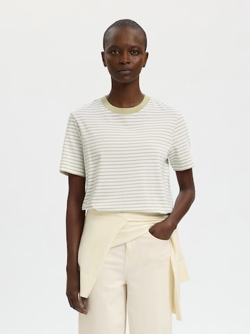 SELECTED Тениска 'SLFESSENTIAL' в зелено: отпред