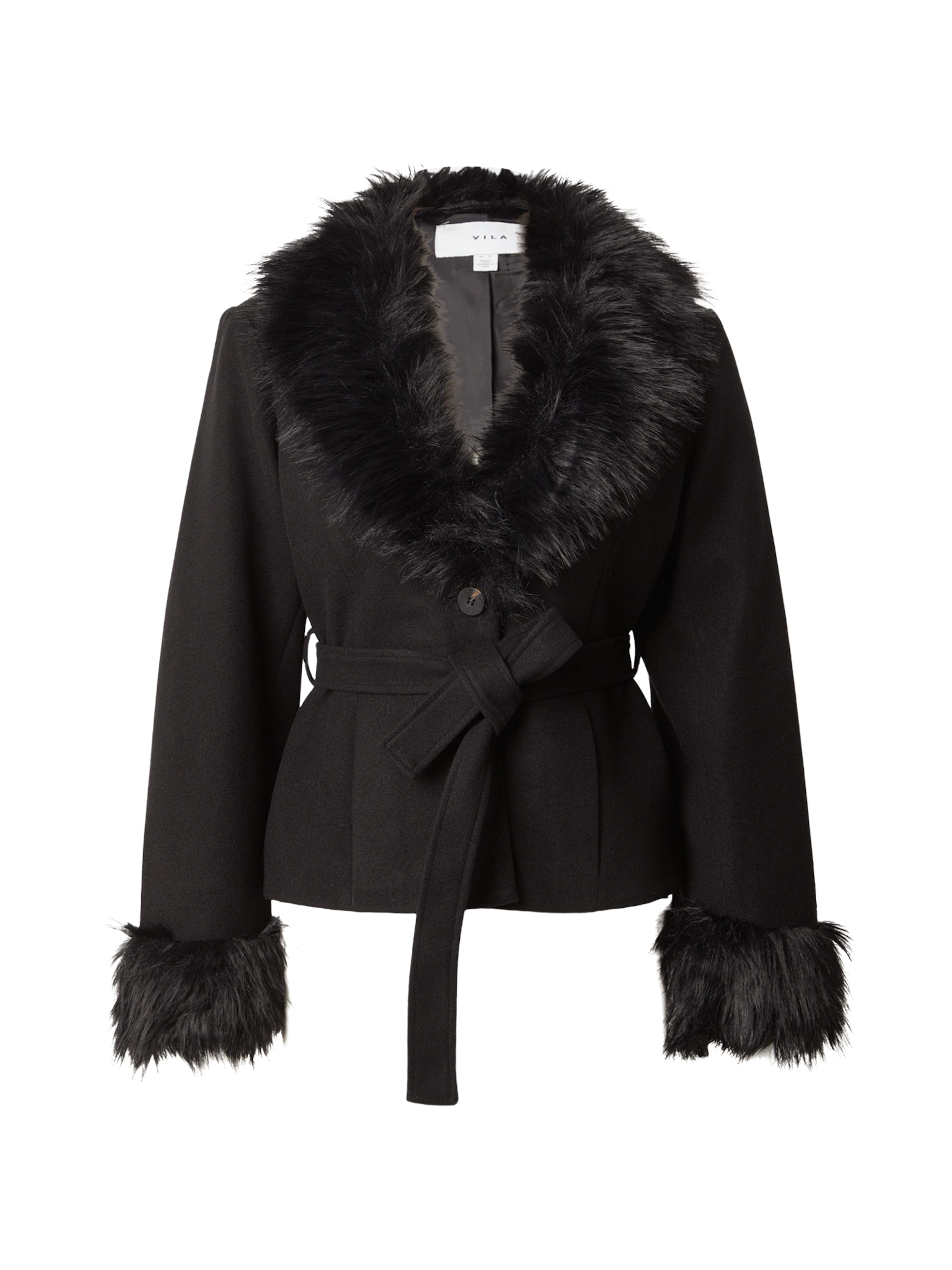 VILA Between-Seasons Coat 'VIMETIL' in Black: front