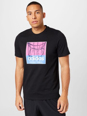ADIDAS SPORTSWEAR - Camiseta funcional 'Chain Net Graphic' en negro: frente