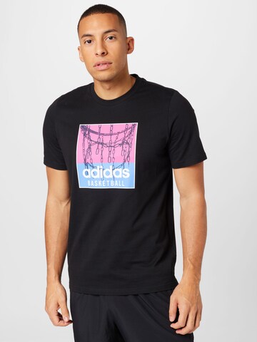 ADIDAS SPORTSWEAR - Camisa funcionais 'Chain Net Graphic' em preto: frente