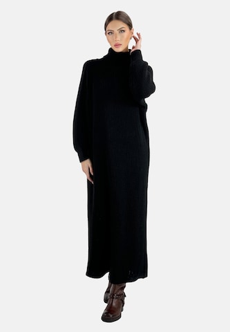 Robes en maille Elara en noir : devant