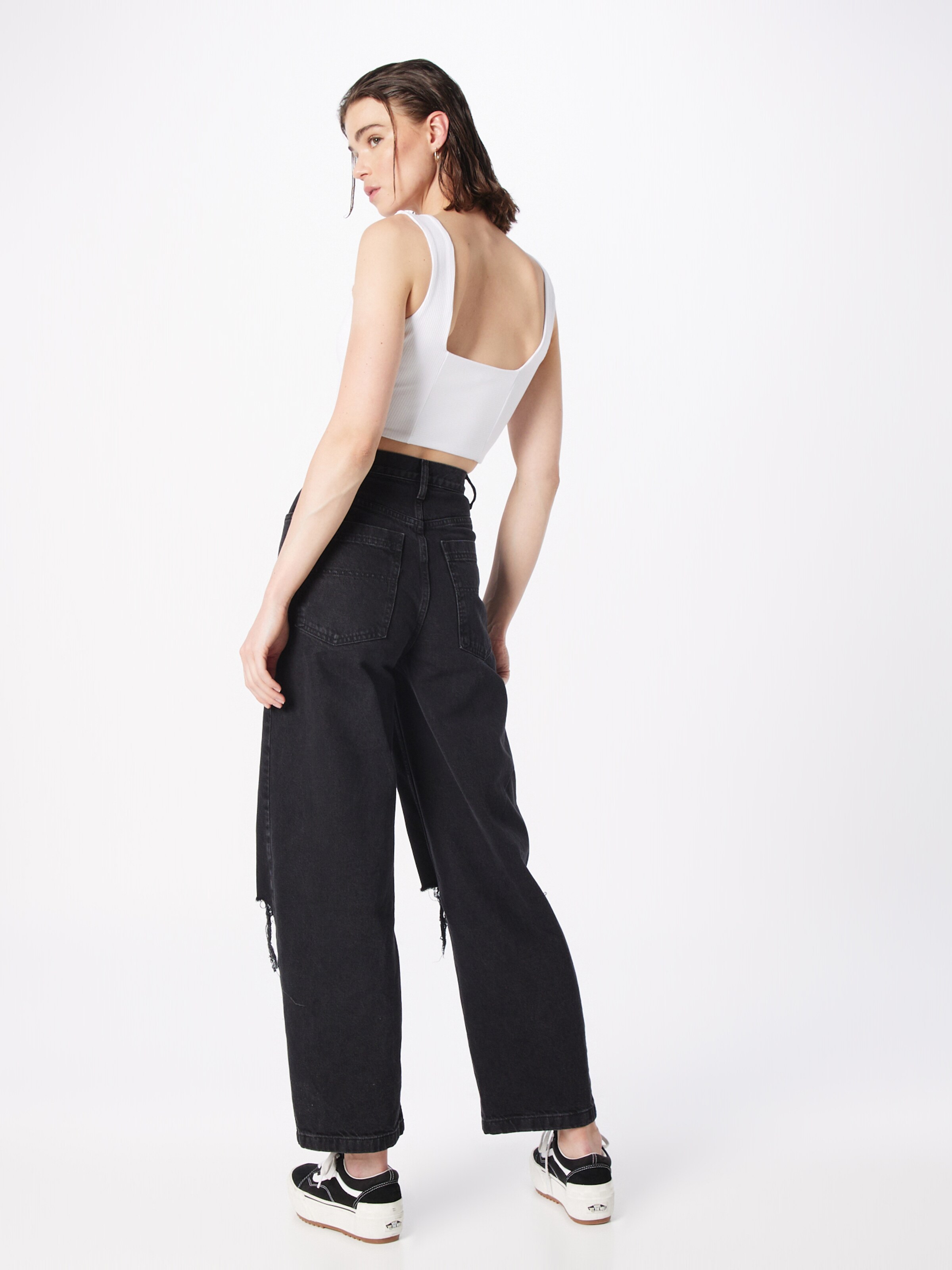 Topshop black wide leg jeans cheap