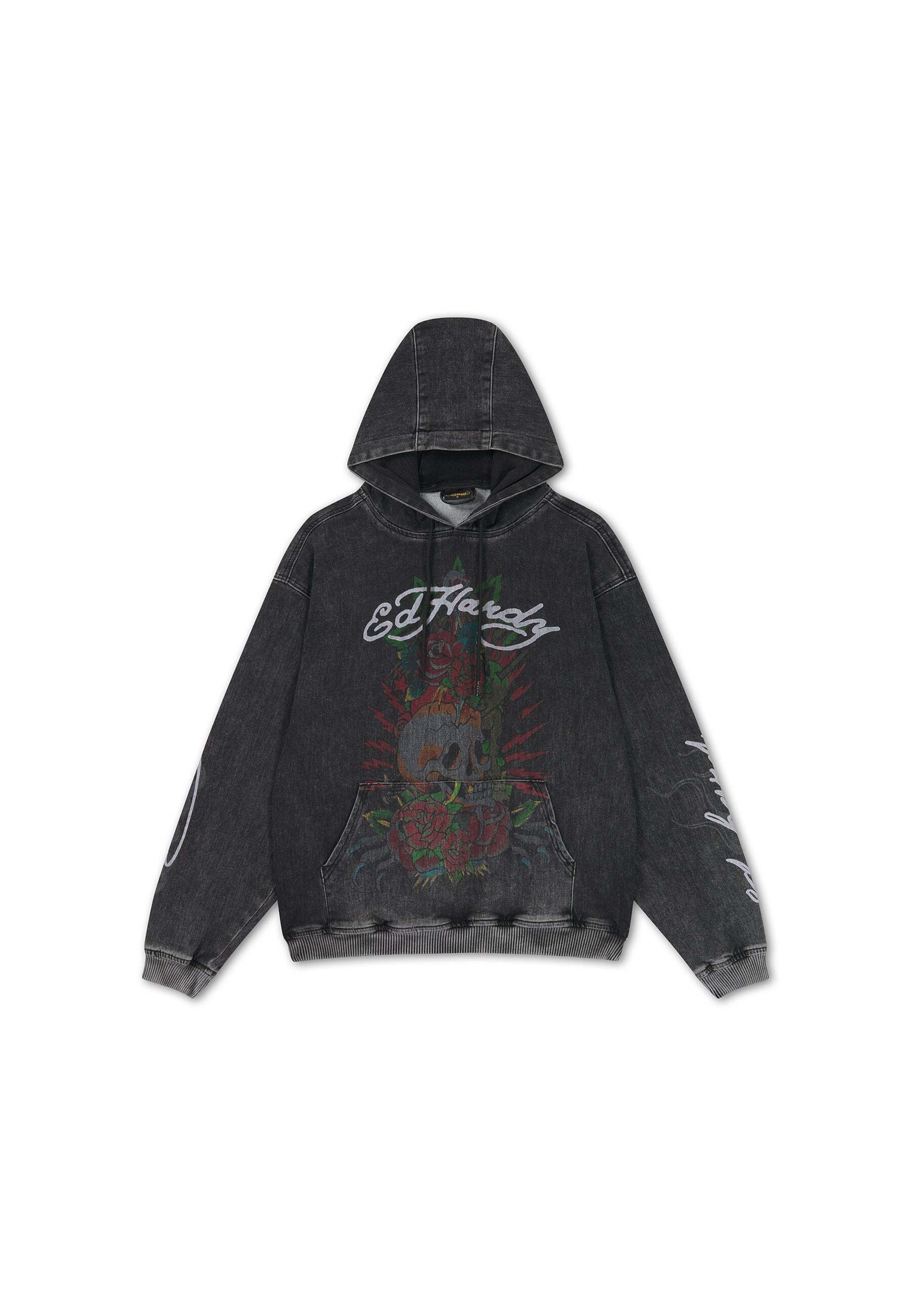 Ed Hardy Bluzka sportowa w kolorze czarny: przód