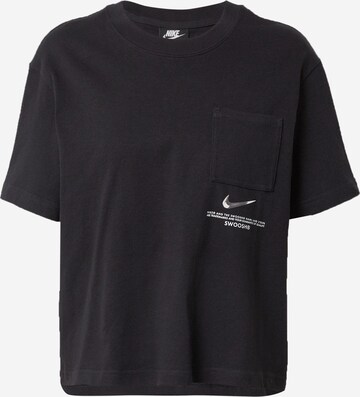 Tricou 'Swoosh' de la Nike Sportswear pe negru: față