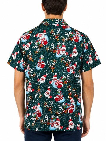 Regular fit Camicia 'Christmas Snowflakes' di King Kameha in verde