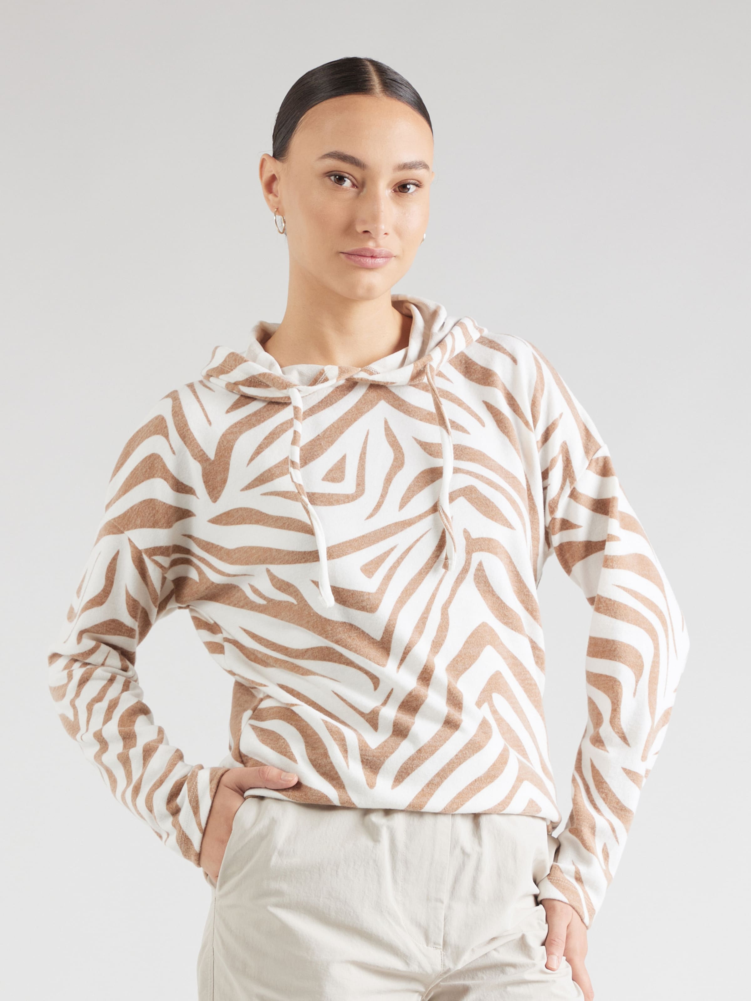 ZABAIONE Shirt 'Br44ianna' in Taupe, White | ABOUT YOU