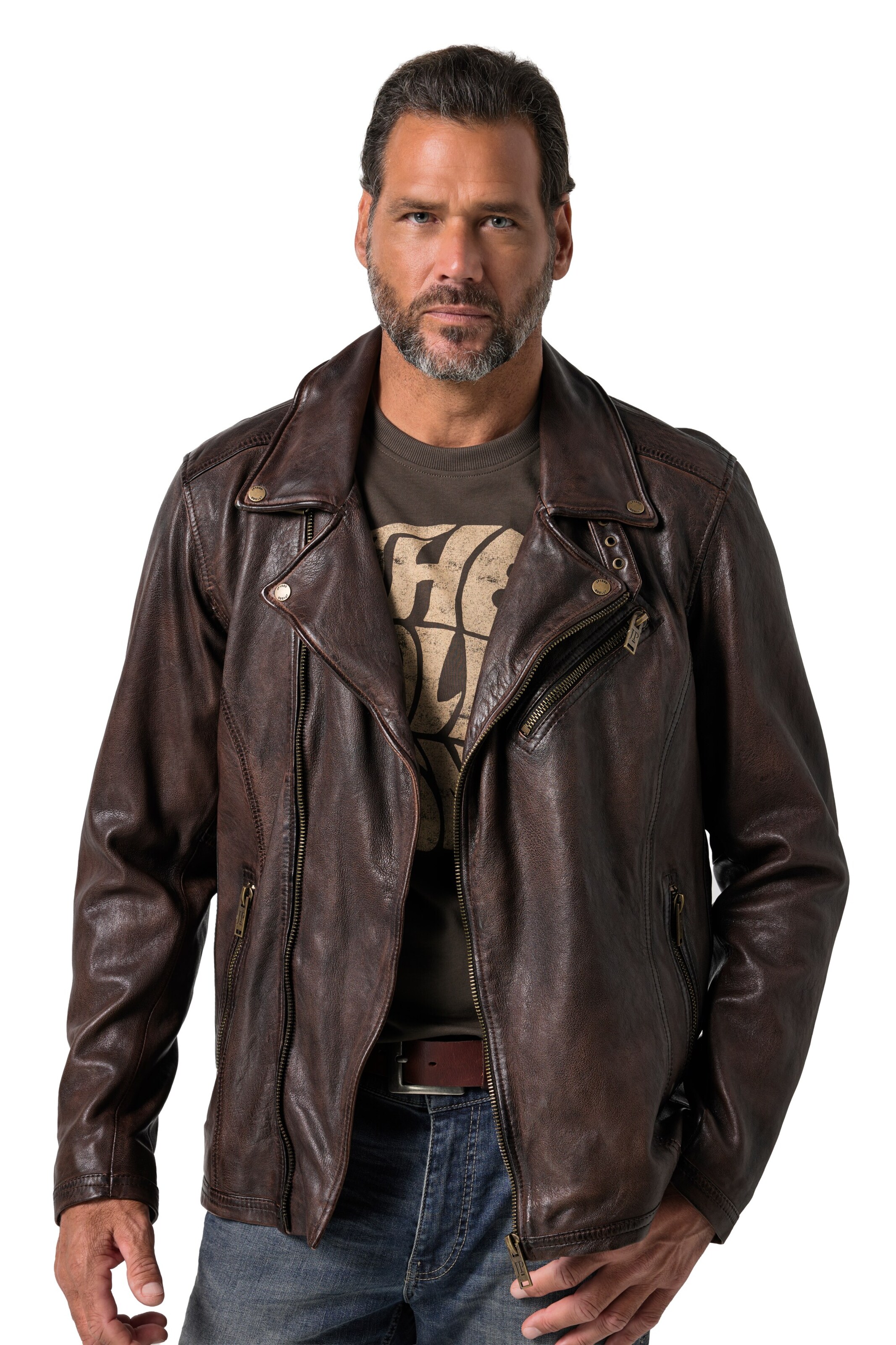 JP1880 Between-season jacket in Brown: front